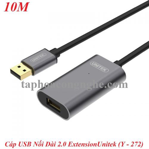 Unitek 98150 Y-272 2.0 10M Màu Xám Cáp Usb Nối Dài Extension kèm cổng cấp nguồn 30098150
